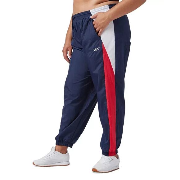 Reebok Women's Plus Size Pull-on Logo Woven Track Pants, Vector Navy, Size 2X - Picture 1 of 10